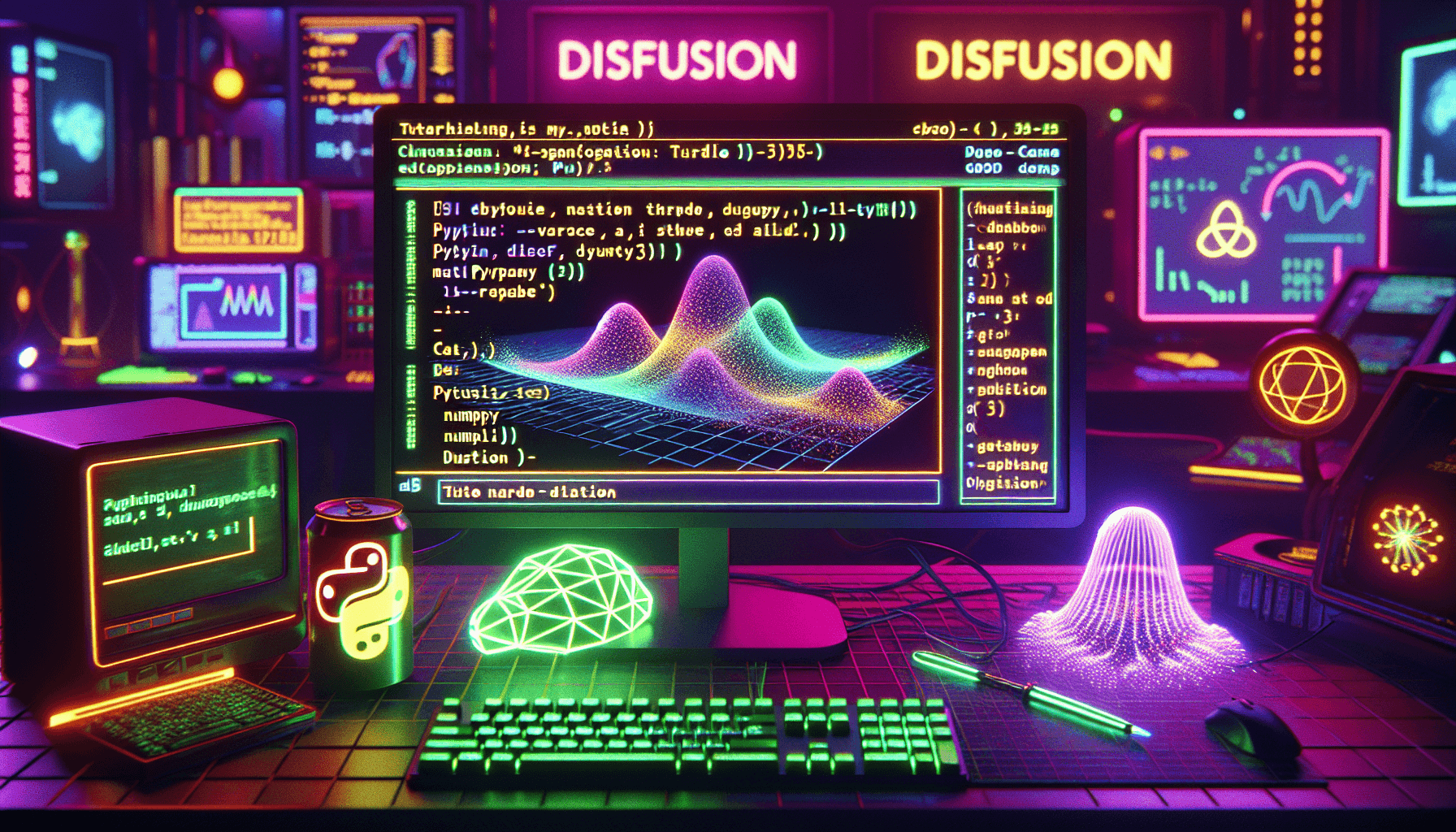 A simplified Python simulation of diffusion